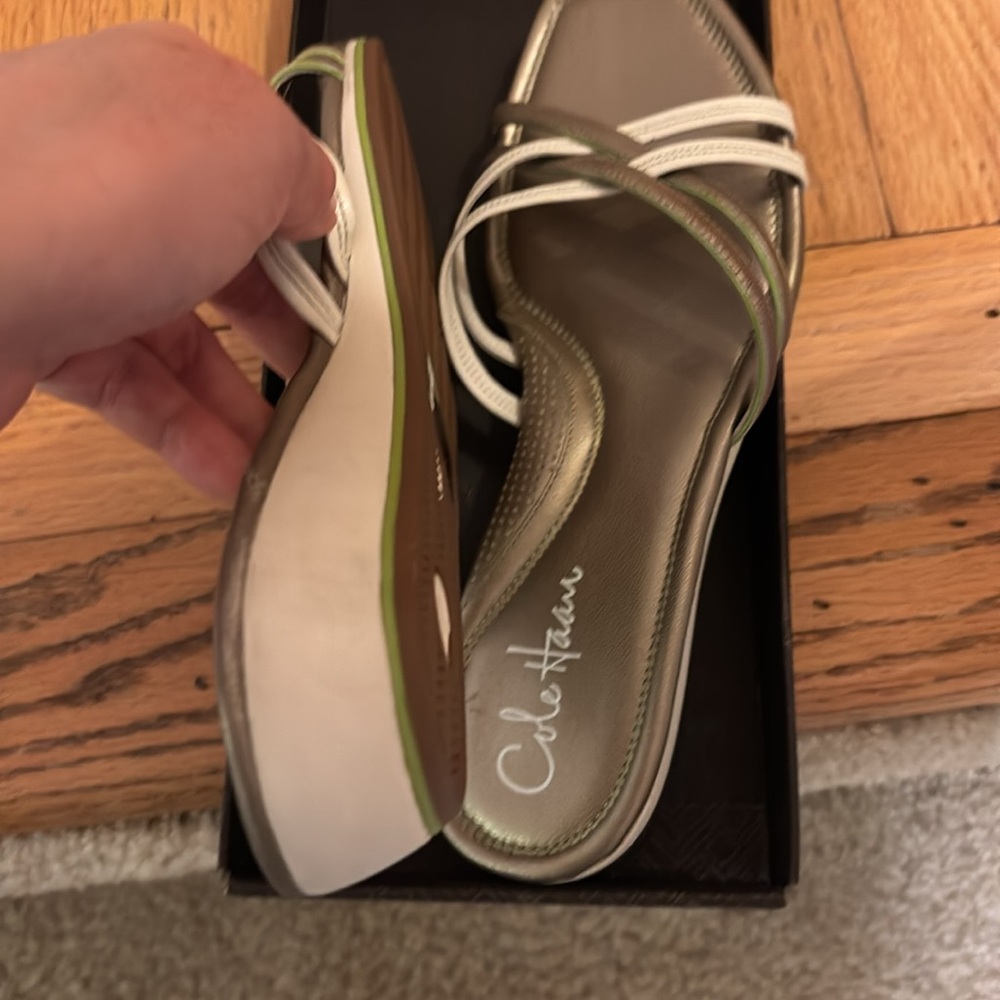 Cole Hann pewter & ivory air Ibiza sandal size 7.5 brand new - Picture 8 of 9